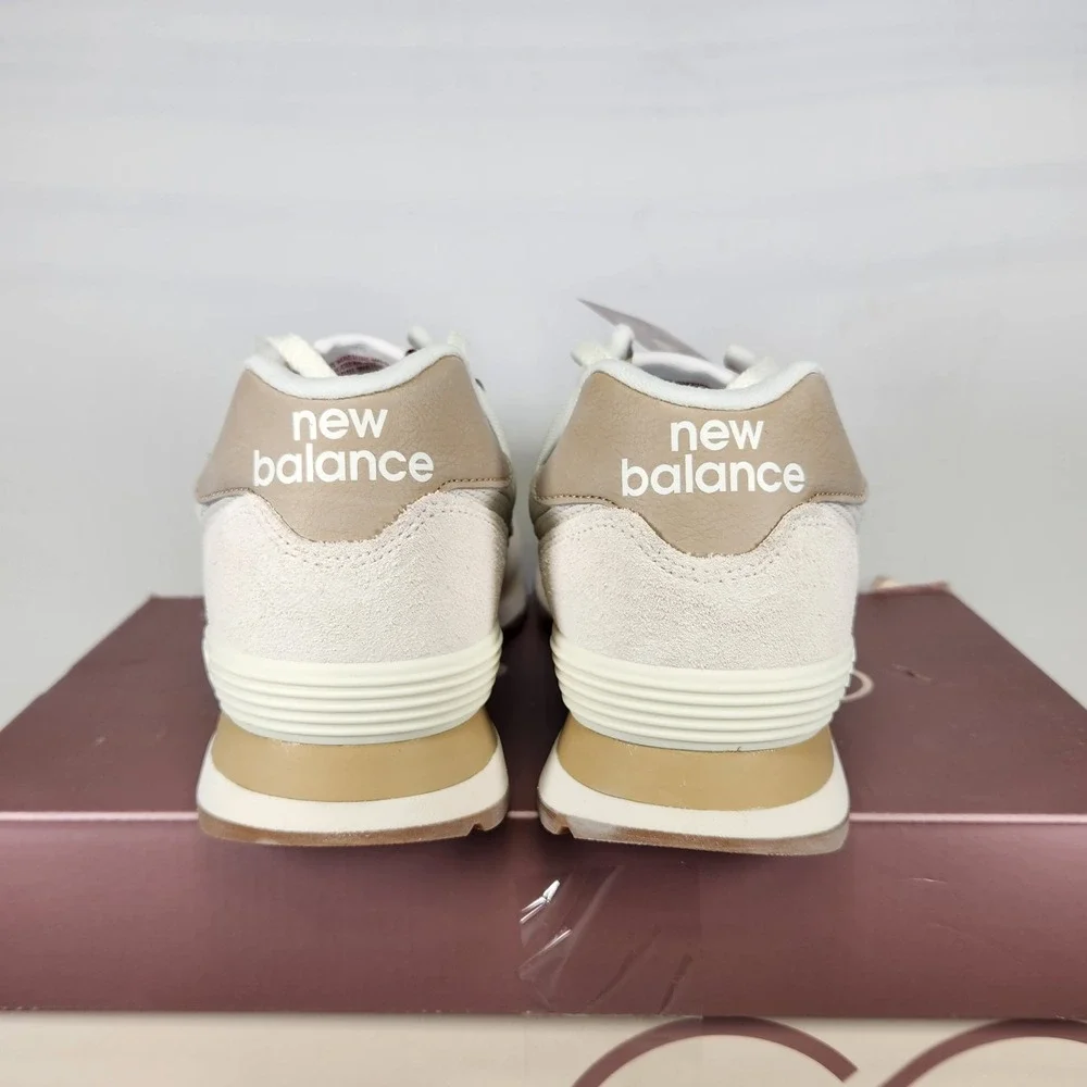 New Balance 574 CALIA Sneakers Women Size 11 White Beige Suede Mesh Shoes